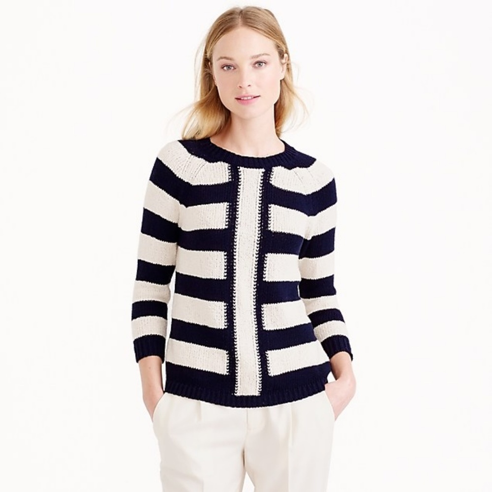 J Crew mixed stripe chunky, lightweight sweater